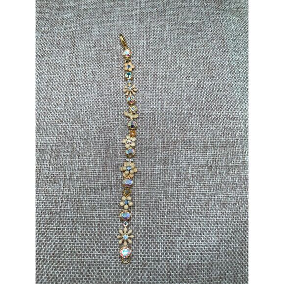 Fresh Flowers Gold-Tone Enamel & AB Crystal Floral Bracelet - Picture 3 of 8